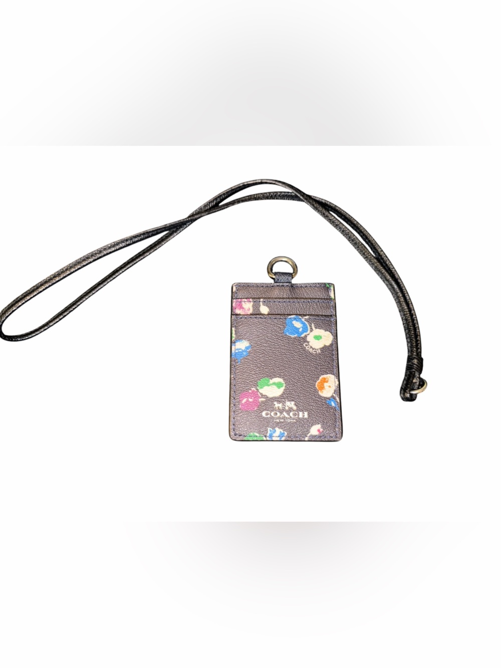 Coach‎ Floral Print Leather Lanyard Card Holder and strap